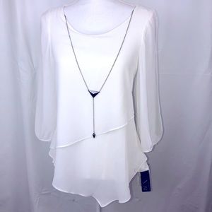 COPY - BCX Off White Side Slit Blouse Necklace Size XS